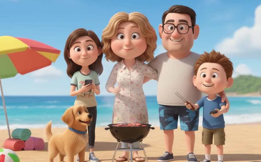 The Comparewells family having fun at the beach in the summer.